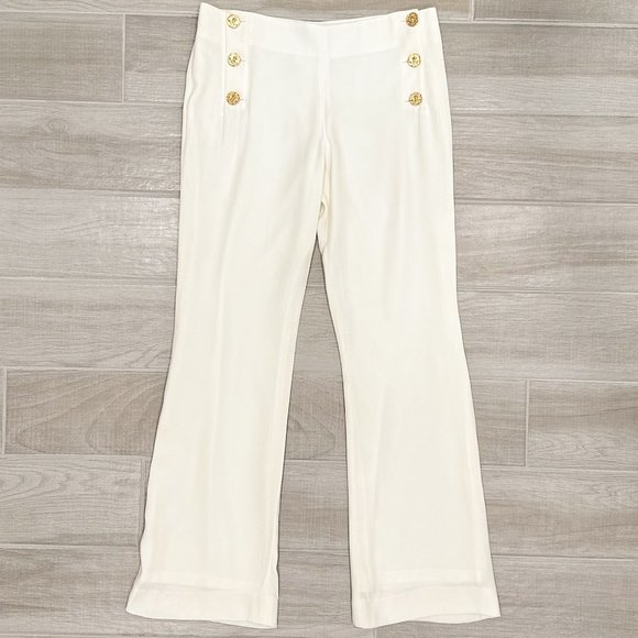 Edward Achour Paris Embellished-Button Bootcut Sailor Trousers E47 Ivory/White - Picture 1 of 16
